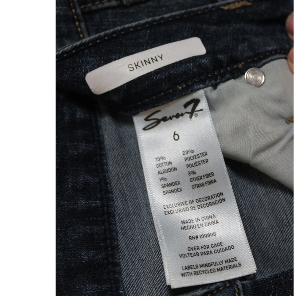 Seven 7 Jeans Womens Size 6 Blue Denim High Rise‎ Skinny Casual Pants